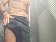 Preview 4 of Hot Guy's Risky Dressing Room Solo: Big Cock Masturbation & Cum Explosion!