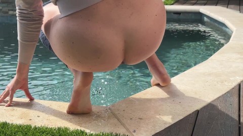 Came Home Early From School To Find Stepmom Peeing In Backyard By The Pool