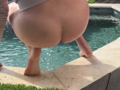 Came Home Early From School To Find Stepmom Peeing In Backyard By The Pool