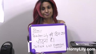 Profesora de sexo cachonda Giving lección de cómo chupar una gran polla Black india