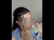 Preview 2 of Hot Wife Drinking 67 Loads of Cum saved for her by her bull