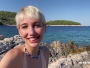 Preview 1 of Ersties - Adorable Annika Fingers Herself On a Beach in Croatia