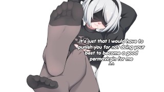 2B Secures Your Dick In Secrecy To Prevent You From Getting Caught With Your Feet Edging Femdom