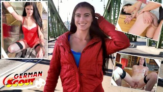 GERMAN SCOUT - Zarte Lana Lenani mit langen Beinen und Haaren beim Model Job gefickt
