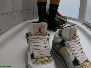 Yoghurt, Nike Jordan 4, Adidas Neo Shoes and Black Nike Socks (Cam2)
