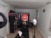 Preview 6 of Kigurumi in heavy rubber breathplay rebeathing air from their suit