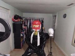 Kigurumi in heavy rubber breathplay rebeathing air from their suit