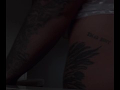 Sneaky ebony with a Big ass spreading it on the kitchen counter