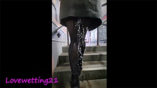 A Mischievous Girl Gets Fucked After Urinating In Her Pantyhose In Public