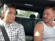 Preview 1 of Uber driver gets very lucky - blowjob, pussy eating and fucking in car