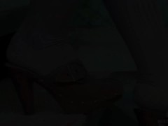 MILF Goddess feet In dirty pantyhose and clogs outside teasing