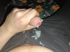 Cum onto my black buttoned tight jeans while snowfall outside ❄️⚕️💧