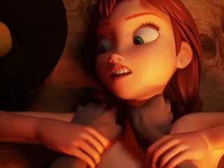 Fucks Frozen Anna's Narrow Asshole Hard and Creampie 3D Animation
