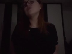 Teacher plays with her pussy and tits