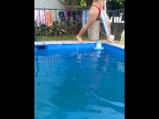 Preview 2 of Pool day with my stepsister!! We play playful sister-in-law! perfect ass