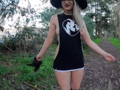 Goth girl flashing tits and pussy whenever she can