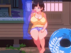 【SUMMER-田舎の性活-実況】動くドットエロゲー。無表情なムチムチ爆乳娘に我慢できず中出ししてしまい・・・(Hシーンアニメーション同人Hゲーム) - Screenshot 14 of 16 - Hentai