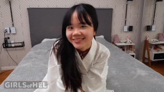 Panties shoved in mouth and rough sex for Asian teen Baebi Hel