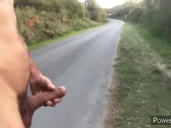 Walk nude on the road and cum