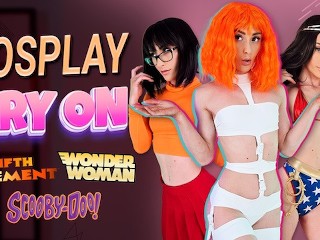 HannahJames710 Cosplay try On! wonder Woman, Velma, Daphne, Leeloo!
