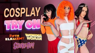 HannahJames710 Cosplay provare! Wonder Woman, Velma, Daphne, Leeloo!