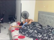 Preview 4 of I enter my friend's dad's bedroom, he wakes up and fucks my pussy