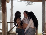 Preview 5 of Trio of friends go to the forest to fuck with clothes, they eat my pussy