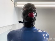 Preview 6 of Latex Bitch is spanked ultra hard while being tied up & gagged in bondage - BDSM slave is slapped