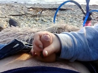 Sucking my Friend's Dick right on the Beach!