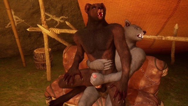 Two wolves share leadership through sex  Furry  Wild life  POV  Gay