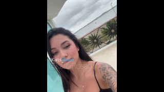 Karol Rosado Little Squirts On A Balcony At The Beach