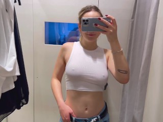 Sexy see through try on Haul Hard Nipples