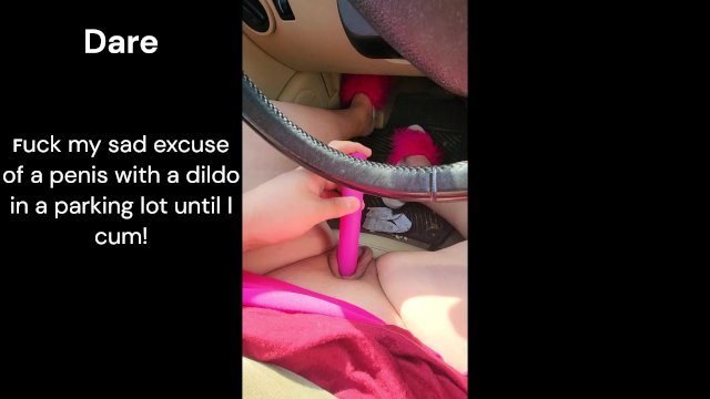 Cumming in a public parking lot!