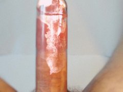 Guy pumped his dick with a pump and cum twice