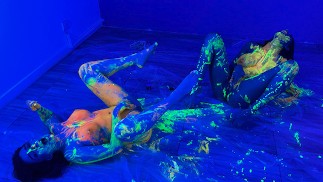 Aikabett wets her vagina next to her friend's, THE BEST ORgasm ever!