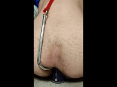 Trans Man FTM Puppy creampie with toy and anal hook