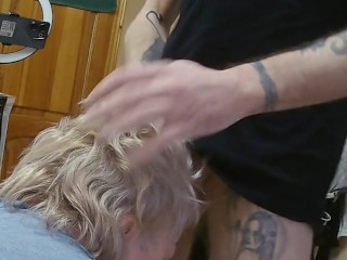 Stepmom ignores my cock and I cum on her hair