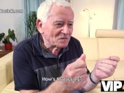 Preview 4 of VIP4K. Grey-haired old impotent man ordered a sex robot for busty hungry wife