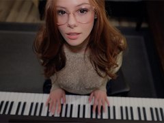 Music is fun when a student has no panties | piano lessons | SEX with Teacher | cum on face