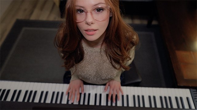 Music is fun when a student has no panties  piano lessons  SEX with Teacher  cum on face
