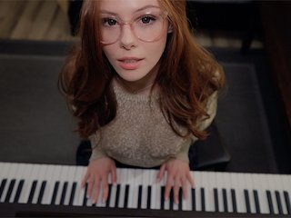 Screen Capture of Video Titled: Music is fun when a student has no panties  piano lessons  SEX with Teacher  cum on face
