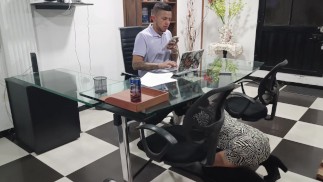 Mara enters her boss's office and when she is discovered she sucks her boss's cock