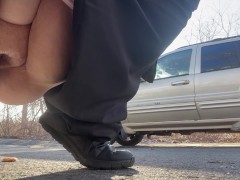 Bbw pops a squat in public in the daytime