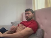 Preview 2 of Solo masturbation, jerking off, strong cock, fetish, edging, lots of cum, pov, huge load