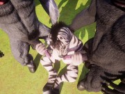 Preview 2 of FMM Threesome Furry Zebra Double Penetrated by Huge Cock Horses Yiff 3D Hentai