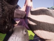 Preview 4 of FMM Threesome Furry Zebra Double Penetrated by Huge Cock Horses Yiff 3D Hentai