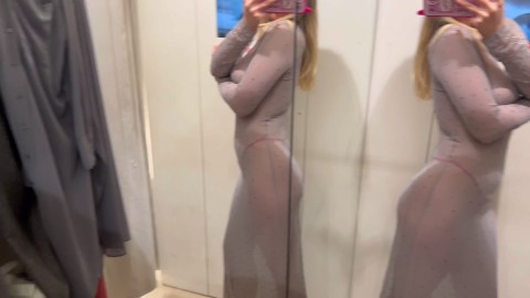 See Through Dresses Try on Haul in the changing room 18+