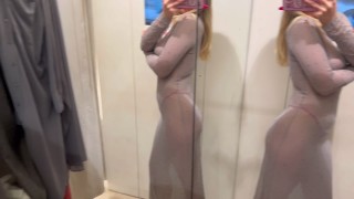 See Through Dresses Try On Haul In The Changing Room 18