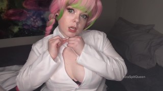KiraSpitQueen Mitsuri cosplay démon Slayer taquiner et masturbation