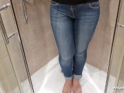 Preview 1 of Pee in jeans and leggings, Peeing through clothes